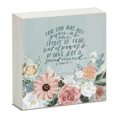 Spirit Artistic Freestanding Solid Wood Block Sign Made in the USA 3.75” Square Decorative Accent for Home or Office - Multi