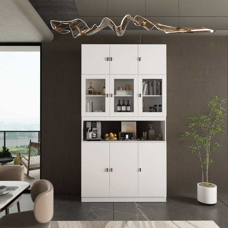 Combined BookShelves Kitchen Cabinet Display Cabinet Pantry Bookcase - 9Door-4Shelf