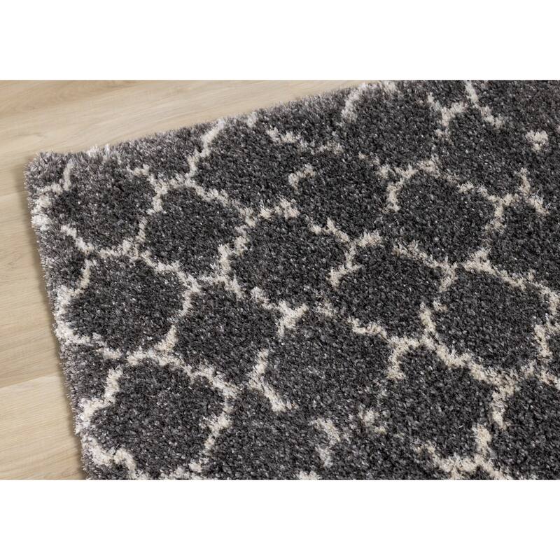 Lush Collection - Grey/Cream Lattice Rug