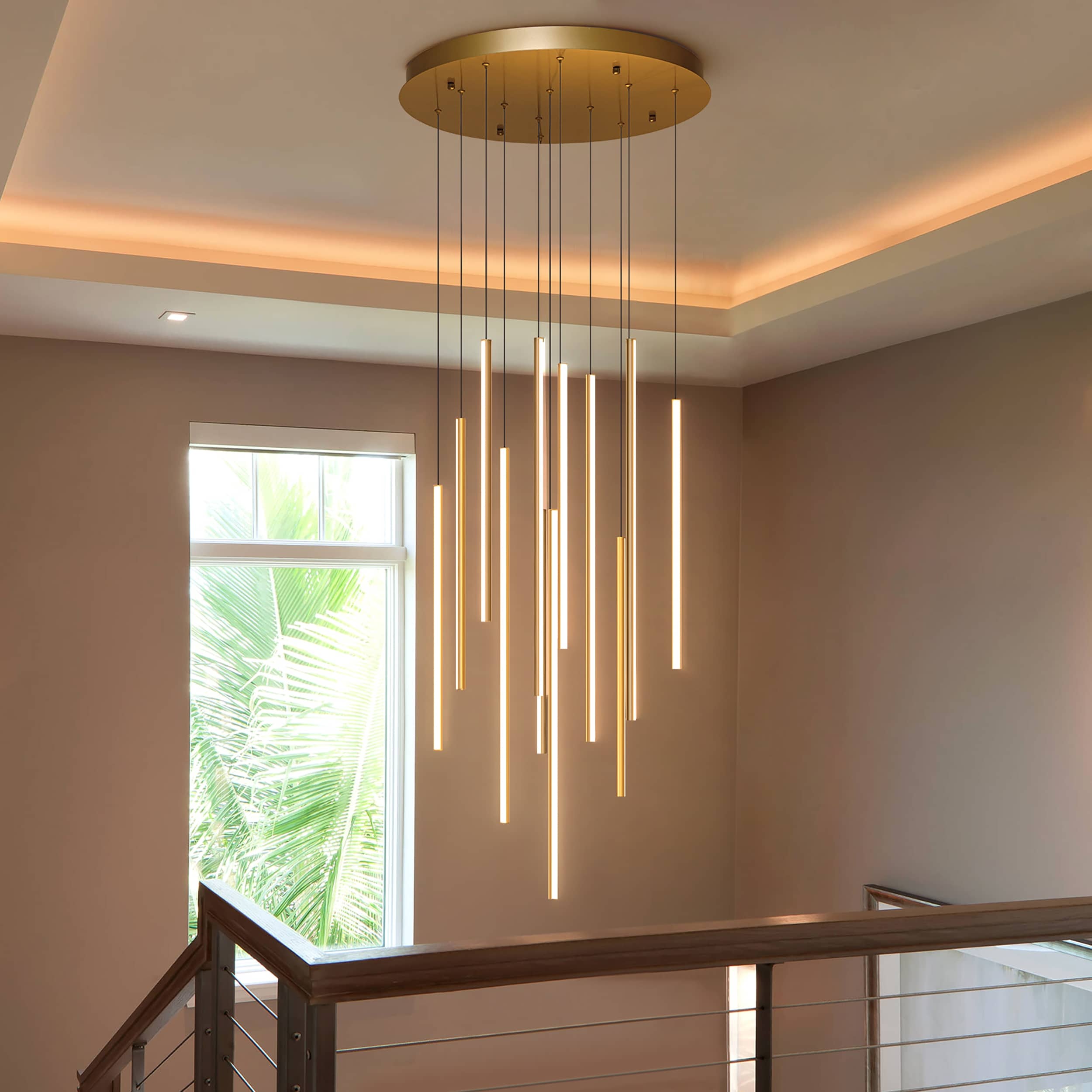 Modern 8/12/18-Light Linear LED Chandelier, Adjustable Hanging Light for Kitchen Island Dining Room