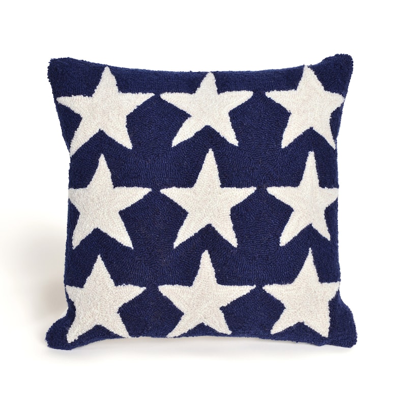 Liora Manne Frontporch Stars Indoor/Outdoor Pillow Blue 18" Square