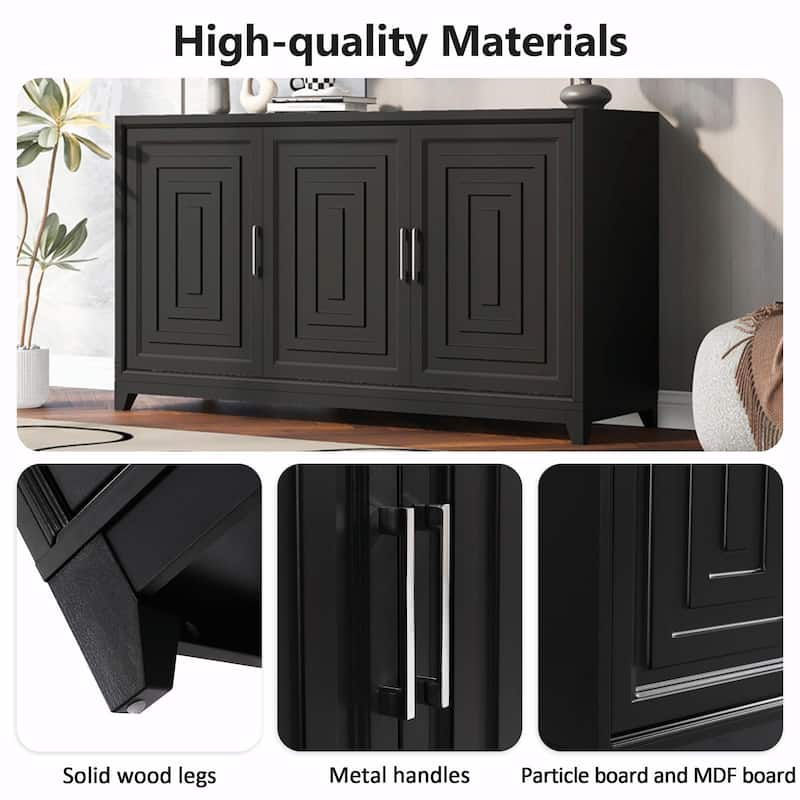 Modern Entertainment Center Media Console Cabinet with 2 Spacious Storage Spaces