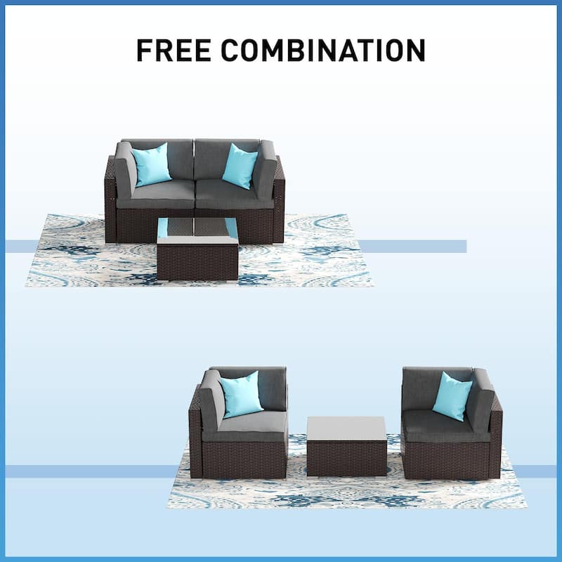 COSIEST Outdoor Patio Loveseat with Coffee Table
