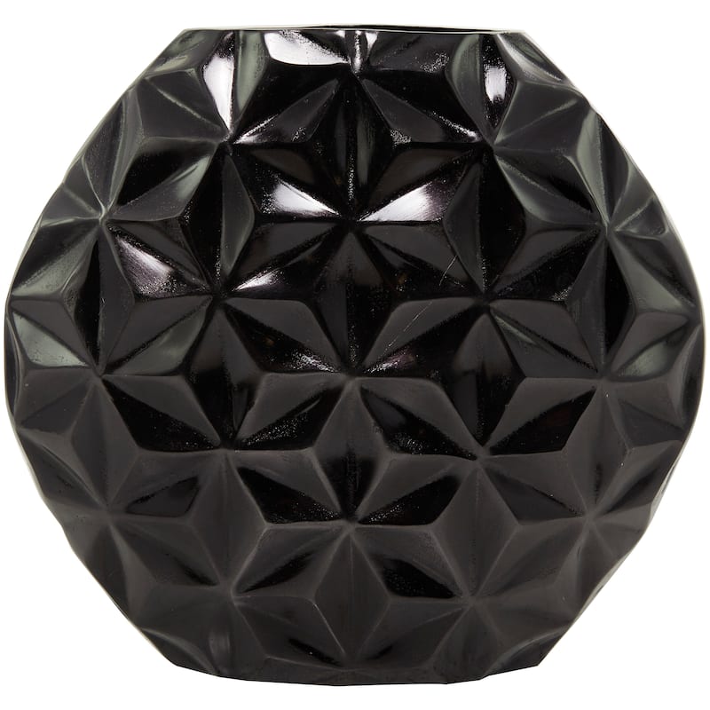 CosmoLiving by Cosmopolitan Aluminum Metal Faceted Geometric Vase - Black, Silver, Gold