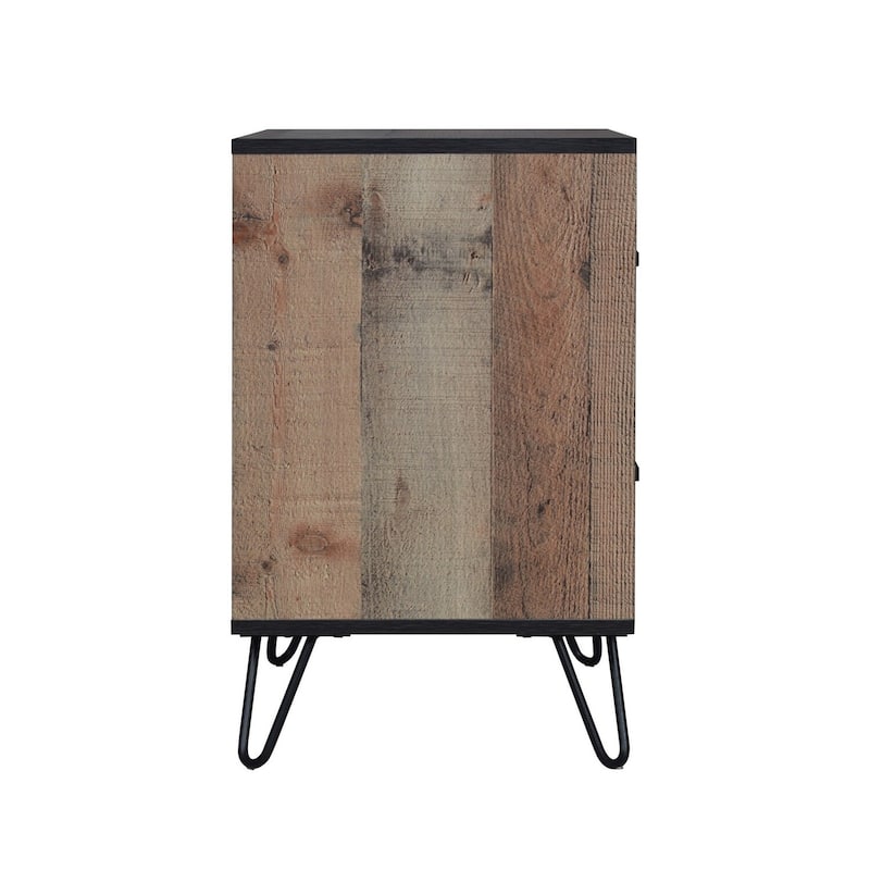 Brown/Black 2 Drawer 15.75 in. W Nightstand with Sturdy Hardware and Ample Storage