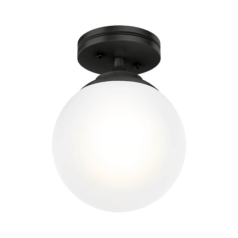 Hunter Hepburn 1-Light Flush Mount Ceiling Light - Bedroom, Bath, Entry, Hallway - Damp-Rated - Vintage, Globe Light