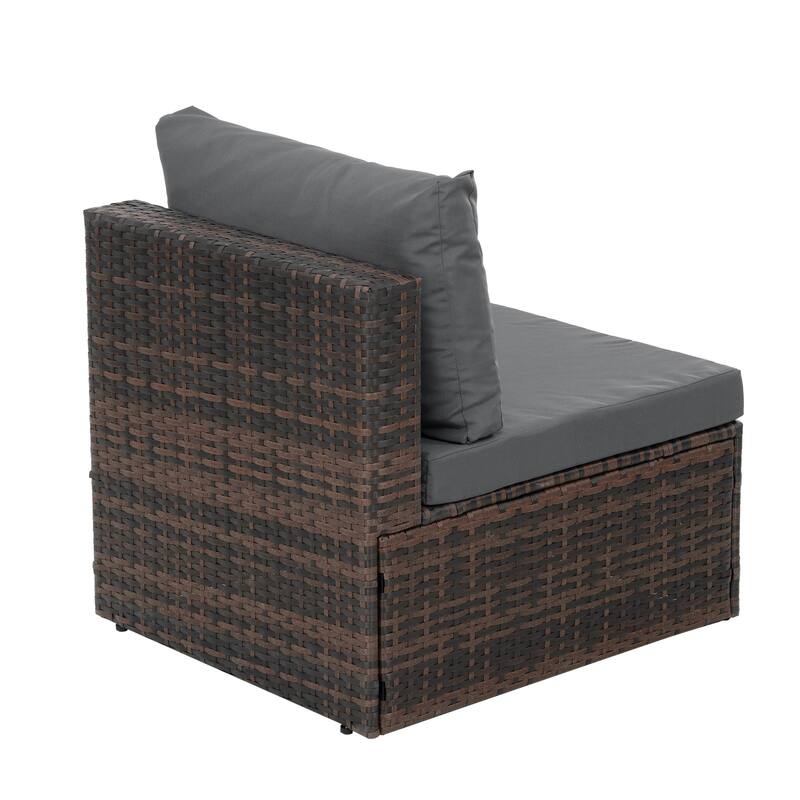 GDFStudio - Stylish 5-Piece Outdoor PE Wicker Patio Set with Tempered Glass Coffee Table, Seats 4