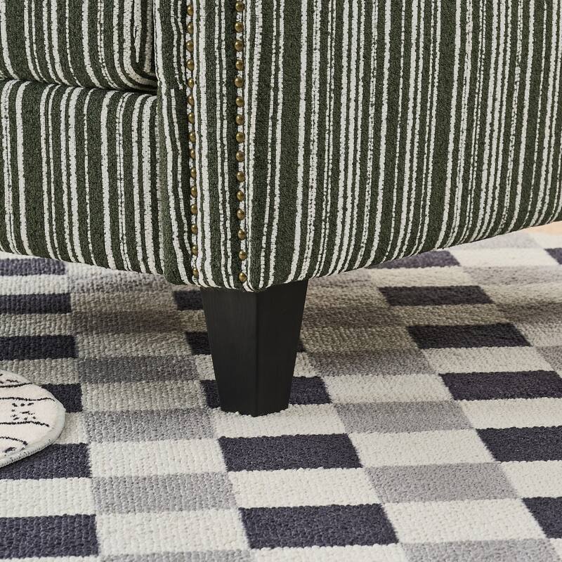 Modern Accent Chair with Arms,Comfy Upholstered Armchair for Living Room,Grey and White Striped Armchair with Nailhead Trim