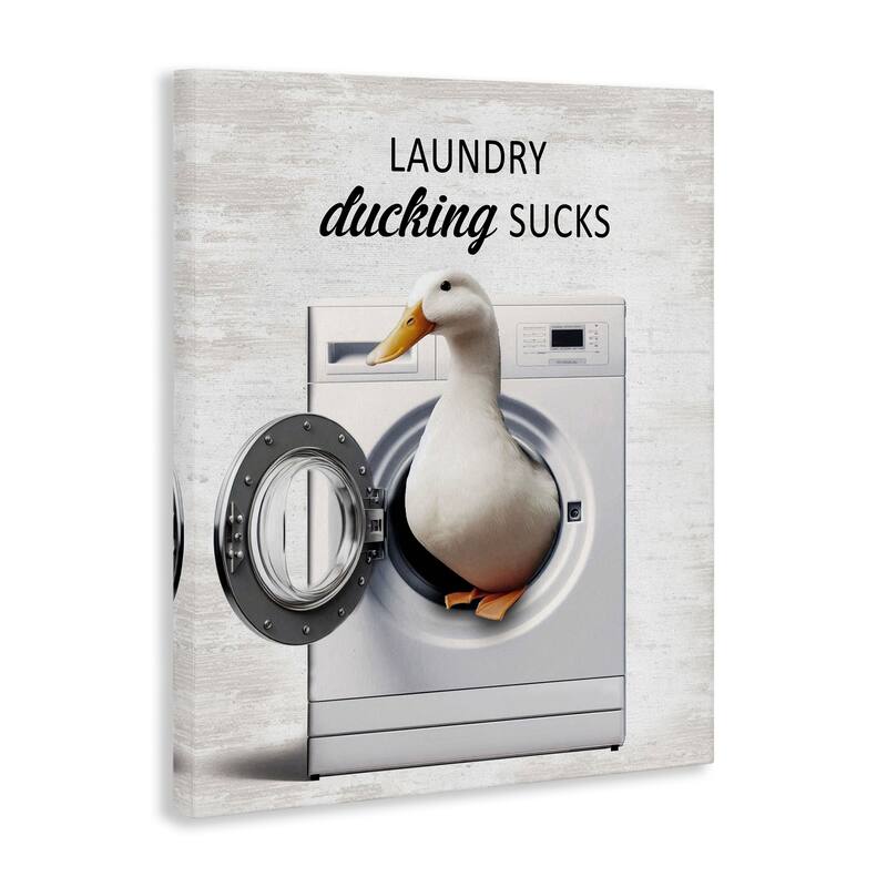 Stupell Funny Laundry & Duck Canvas Wall Art Design By Lettered and Lined