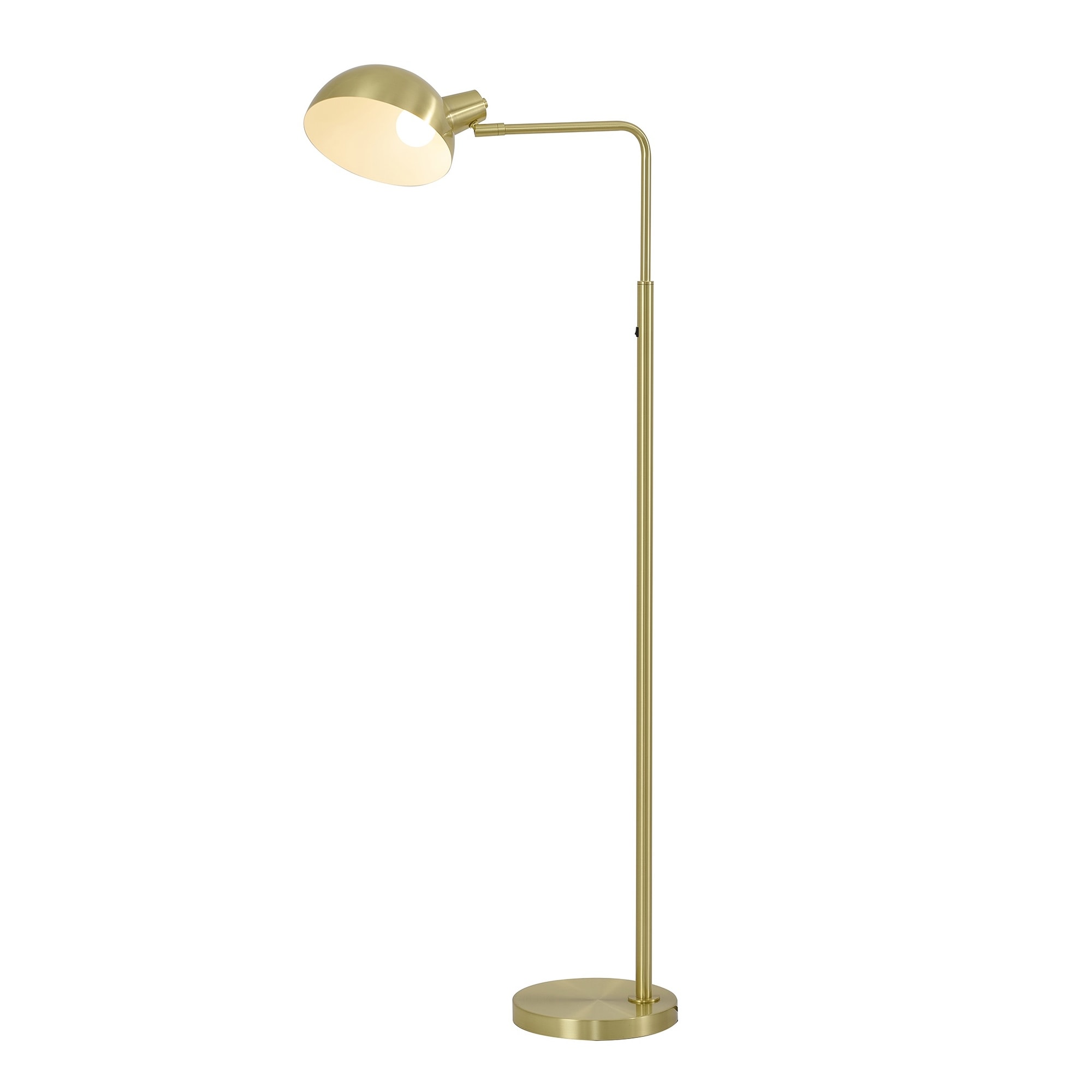 1-Light Satin Brass Metal Floor Lamp With A Metal Shade