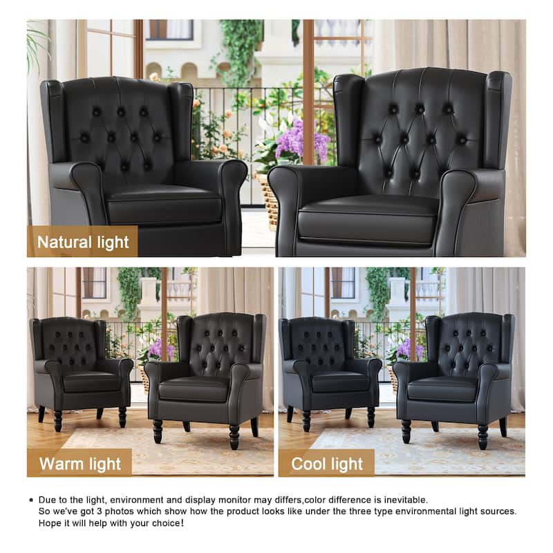 Button Tufted Wingback Upholstered Accent Chairs Set of 2