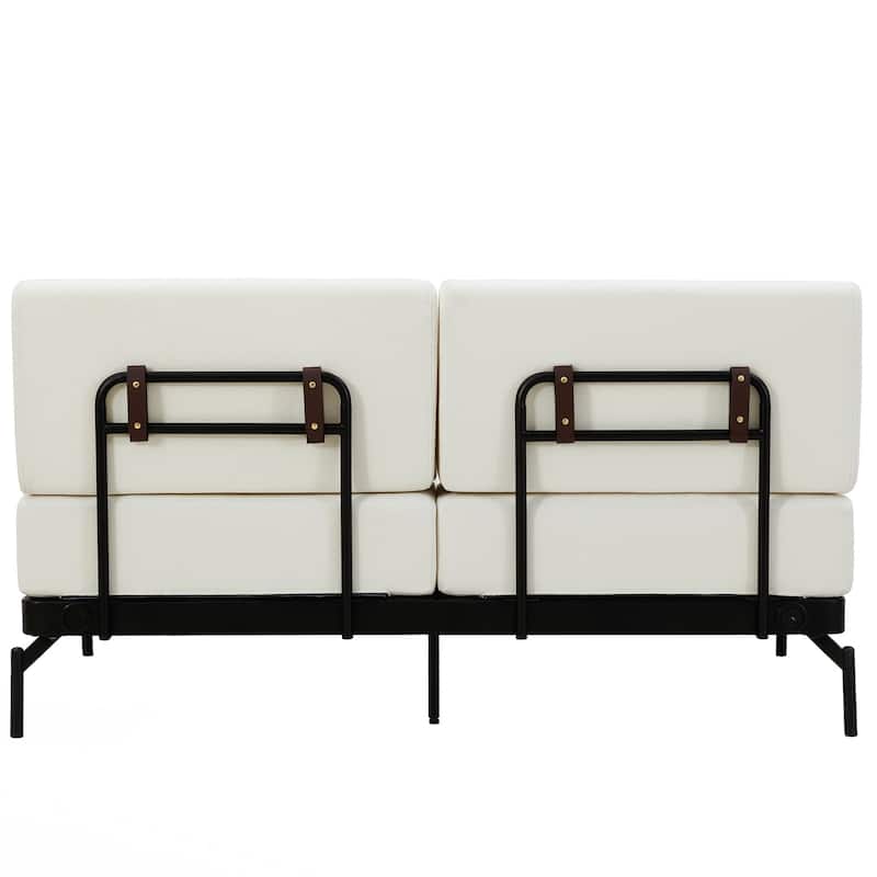 Modern Loveseat Sofa 59" Sofa Couch 2-Seater Sofa with Flexible USB Ports , Unique Cylindrical Armrests for Living Room