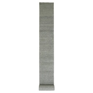 Shahbanu Rugs Cloud Gray Natural Undyed Wool Modern Grass Design Hand ...