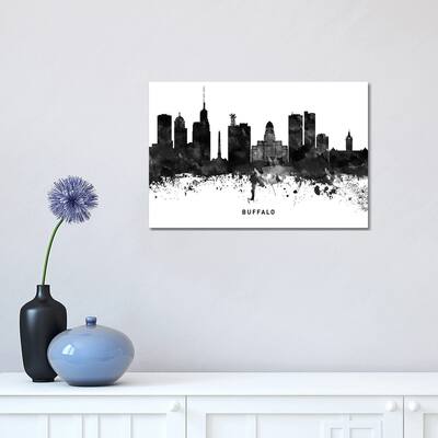 iCanvas "Buffalo Skyline Black & White" by WallDecorAddict Canvas Print