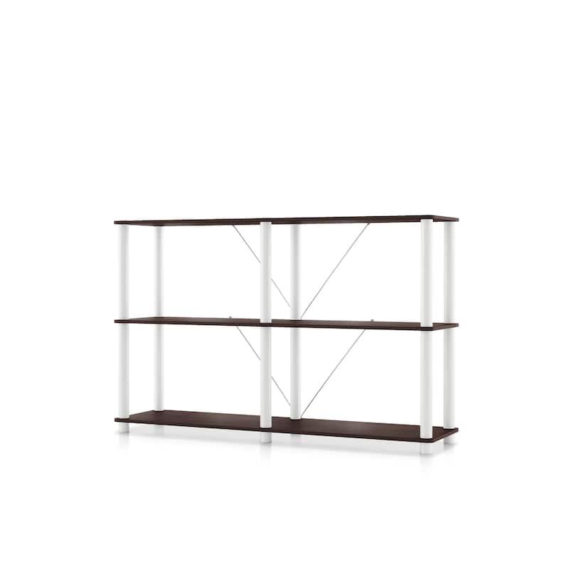 DH BASIC Modern Wood Shelving Unit with storage - Tier Shelves, Cube Ladder Shelf by Denhour - 3-Tier (Extra Wide) - Espresso