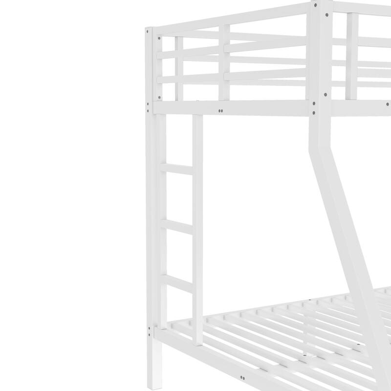 Metal Bunk Bed Frame with Safety Guardrail, Heavy Duty Metal Slat Support, Noise Free