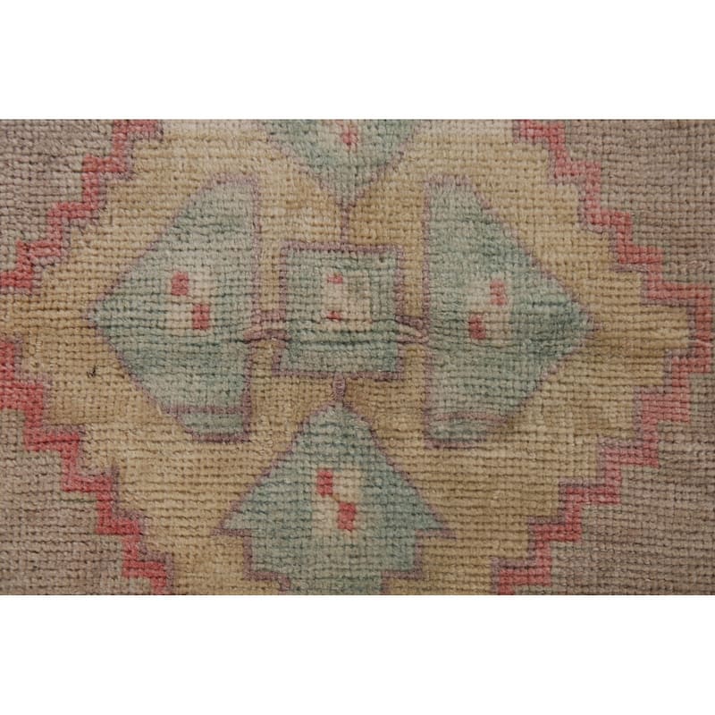 Vegetable Dye Oushak Turkish Oriental Wool Rug Handmade Foyer Carpet - 1'8" x 2'10"