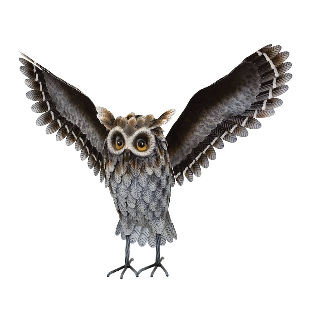 Grey Horned Owl - Wings Up - 26"x12"x19"