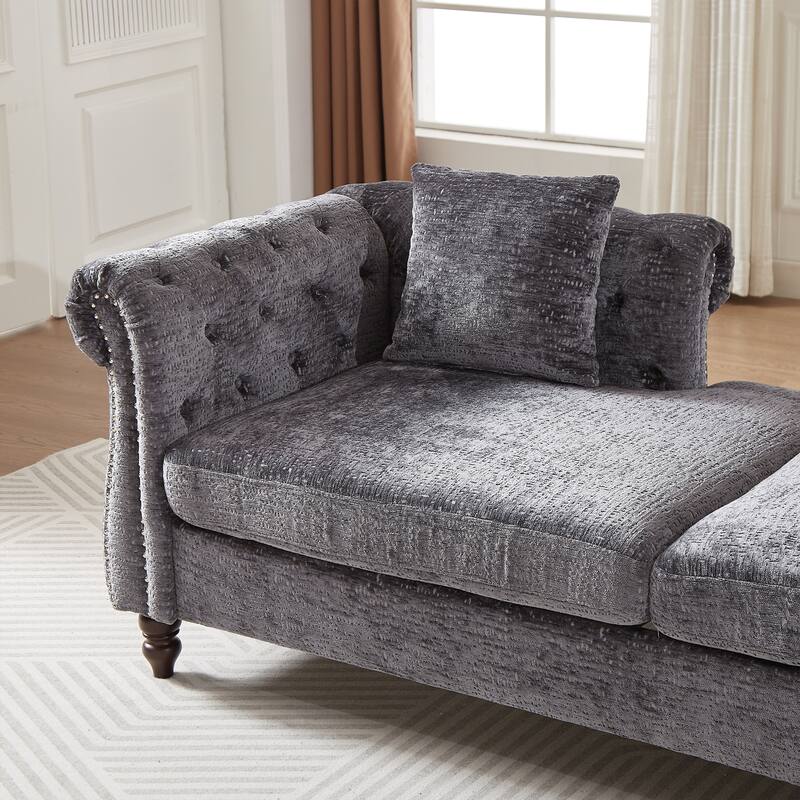 81" Button Tufted Sleeper Sofa Bed with Nailhead and Pillows