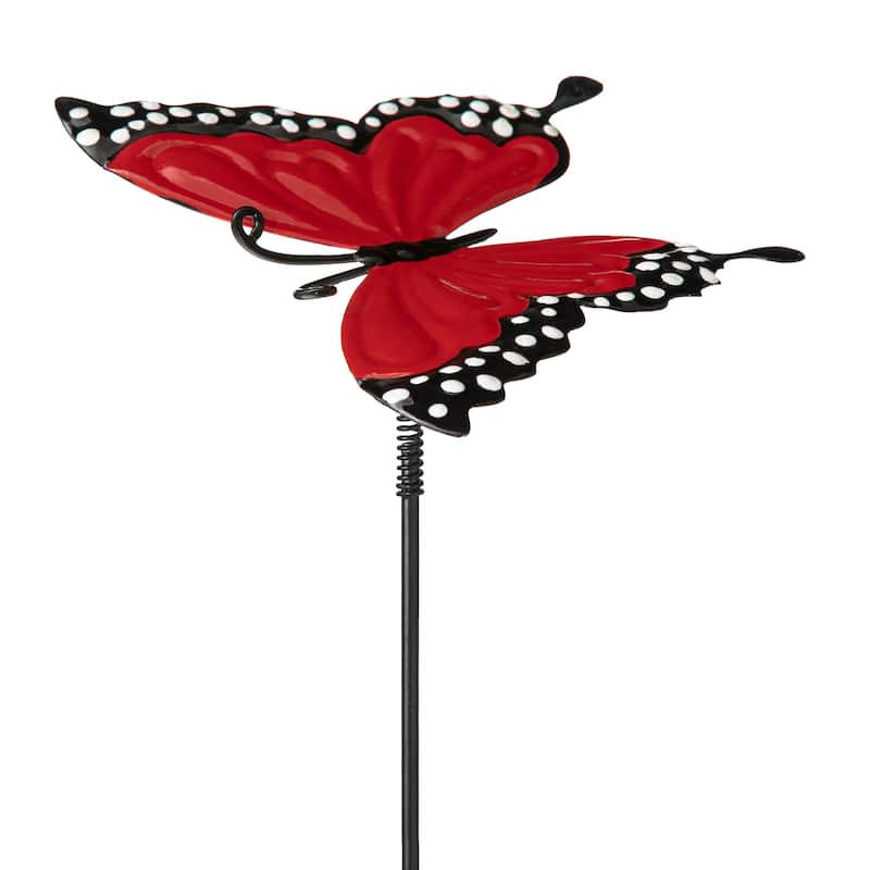 Glitzhome Metal Dimensional Flower Butterfly "Welcome" Birds Yard Stakes or Wall Decor (Set of 3)