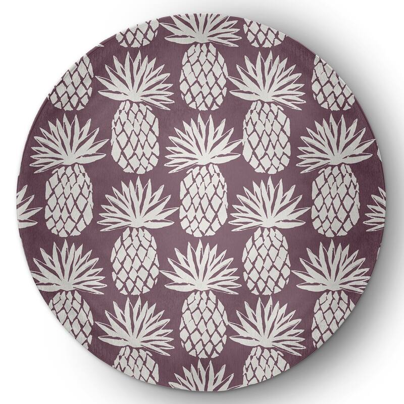 Pineapple Pattern Indoor/Outdoor Rug - Dusty Purple - 5' Round