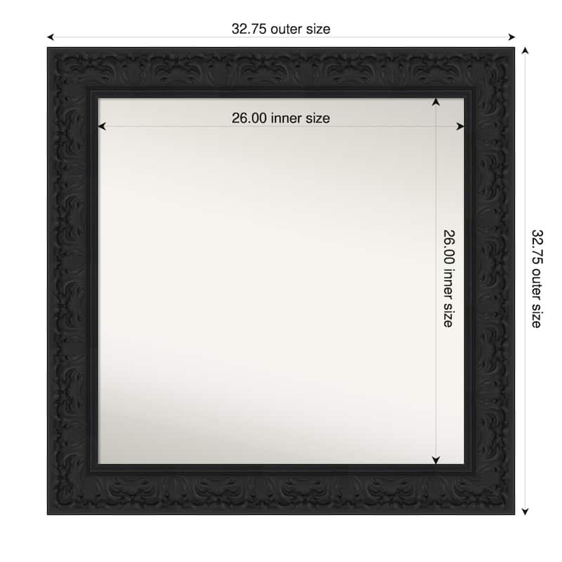Luxe Non-Beveled Framed Bathroom Vanity Wall Mirror - 33 x 33 in - Luxe Black