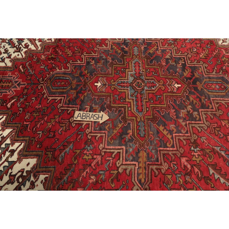 Hand Knotted Oriental 100% Wool Carpet Traditional Medallion Red Heriz Area Rug - 10' 8'' X 7' 9''