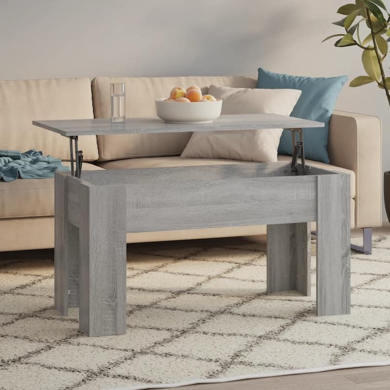 vidaXL Coffee Table Lift Top End Table Accent Side Sofa Table Engineered Wood - 39.8" x 19.3" x 20.5" - Gray sonoma