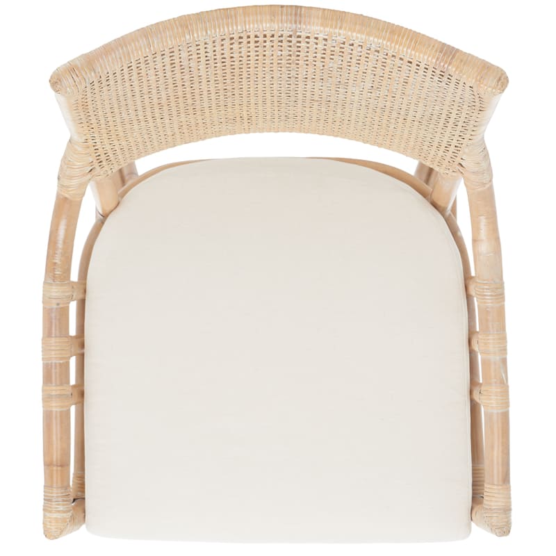 SAFAVIEH Azrielle Coastal Rattan Cushion Chair - 22" W x 24" L x 37" H - 22"W x 24"D x 37"H