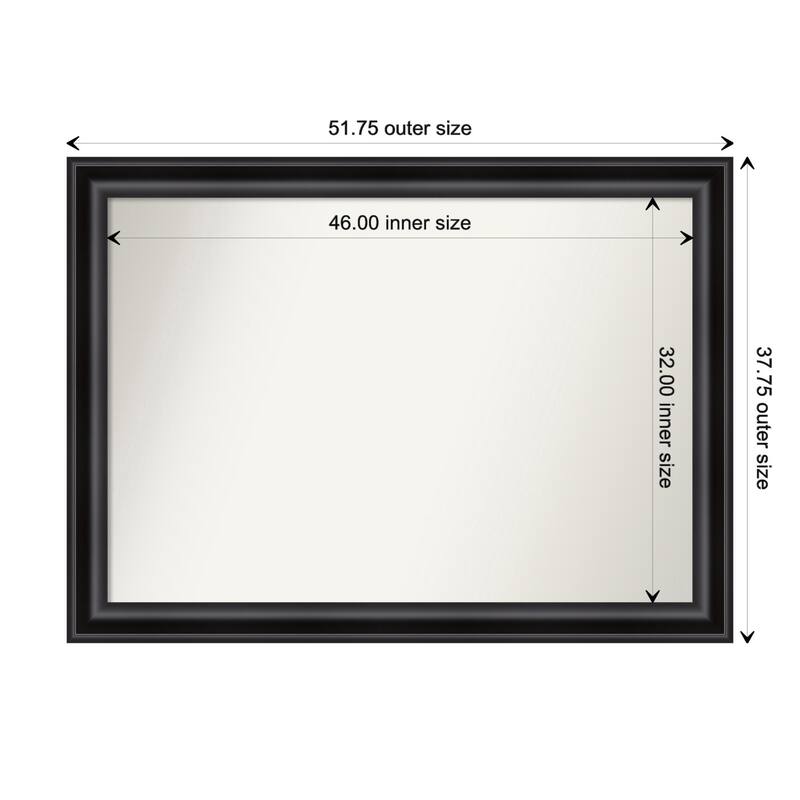 Grand Black Framed Non-Beveled Custom Wall Mirror, Bathroom Vanity Mirror - Outer Size: 51.75 x 37.75