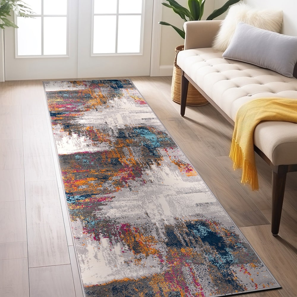 World Rug Gallery Bari Contemporary Abstract Art Area Rug