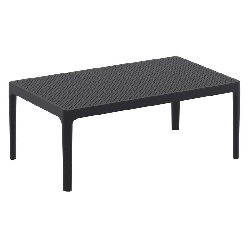 39.5" Black Patio Solid Rectangular Lounge Coffee Table