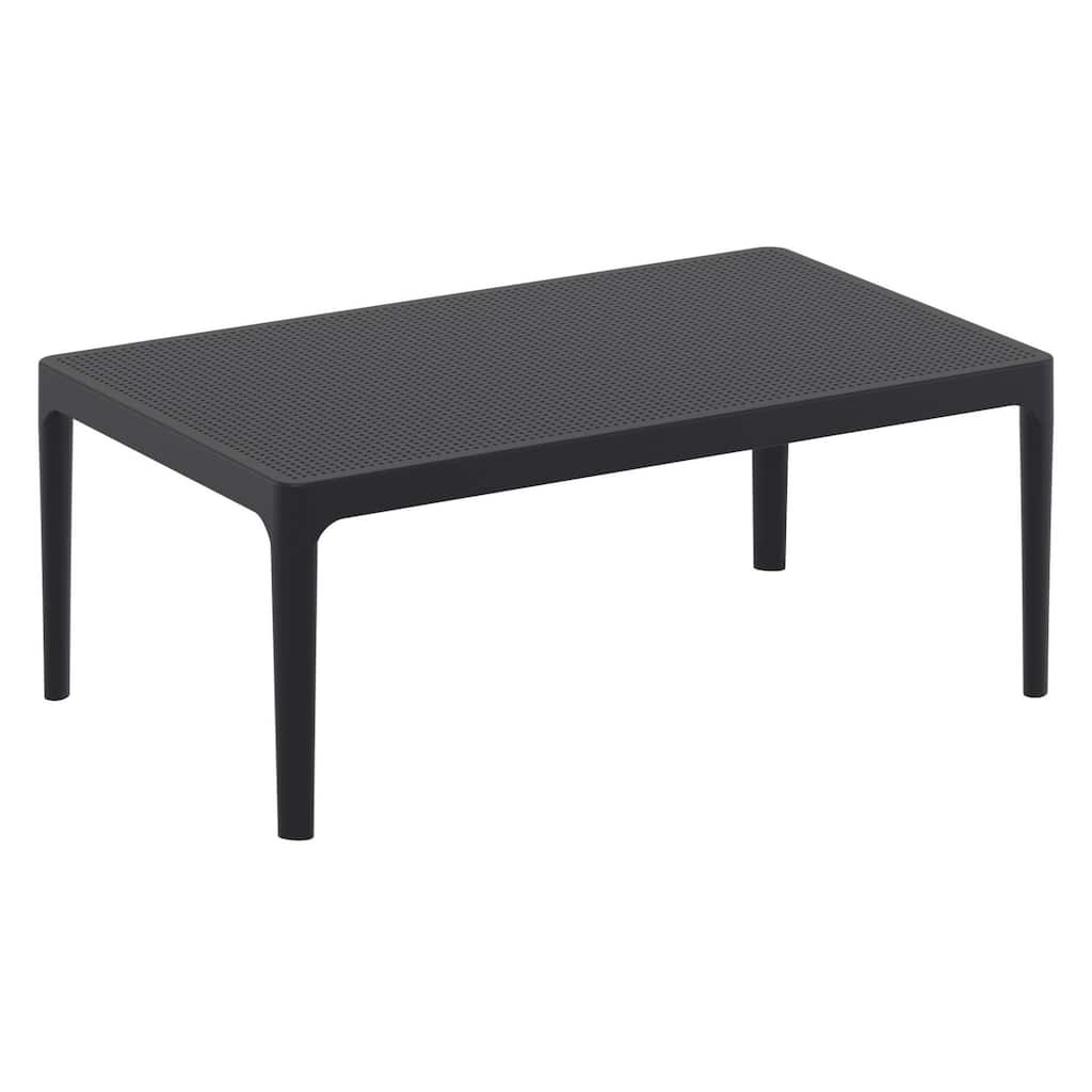 39.5" Black Patio Solid Rectangular Lounge Coffee Table