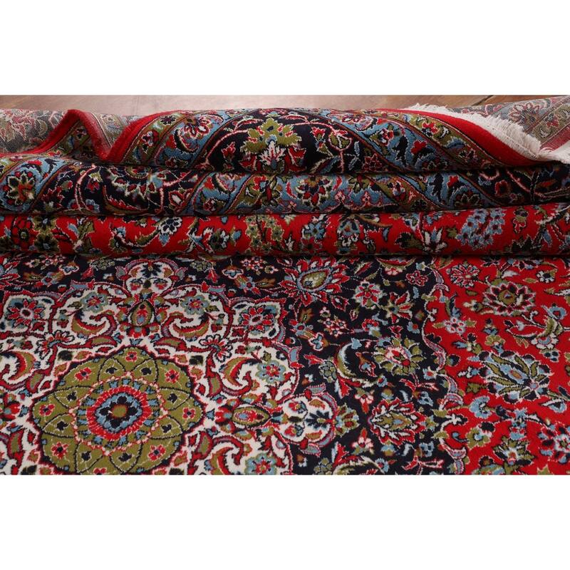 Traditional Floral Kashan Turkish Rug Medallion Machine-Made Carpet - 9'7" x 13'3"