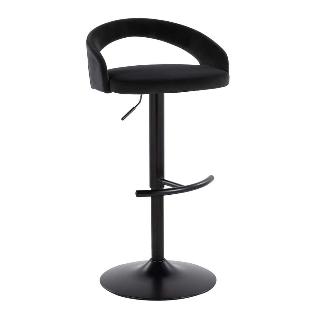 Grotto Upholstered Adjustable Barstool with Black Base
