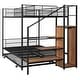 preview thumbnail 15 of 30, Versatile Design Twin Over Full Metal Bunk Bed with Trundle and Lateral Storage Practical Step Ladder and Built-in Wardrobe