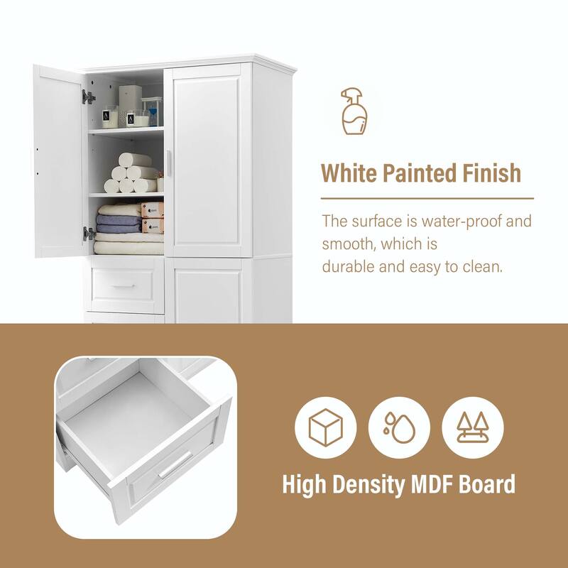 Bathroom Storage Cabinet with Drawers and Adjustable Shelf