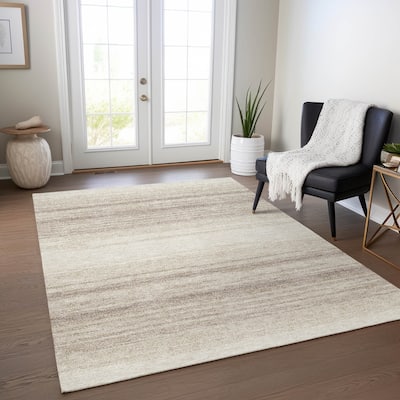 Machine Washable Indoor/ Outdoor Ombre Stripe Chantille Rug