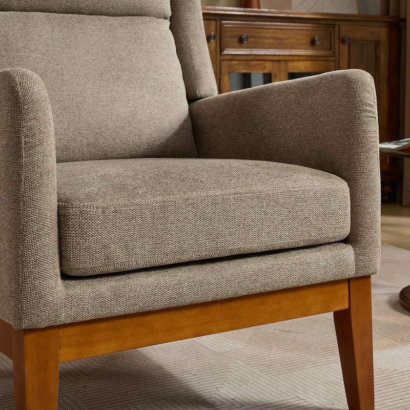 26.18" Wide Accent Chair,Polyester Blend High Back Reading Chair ,Upholstered Armchair Club Chair,Single Sofa with Wood Legs