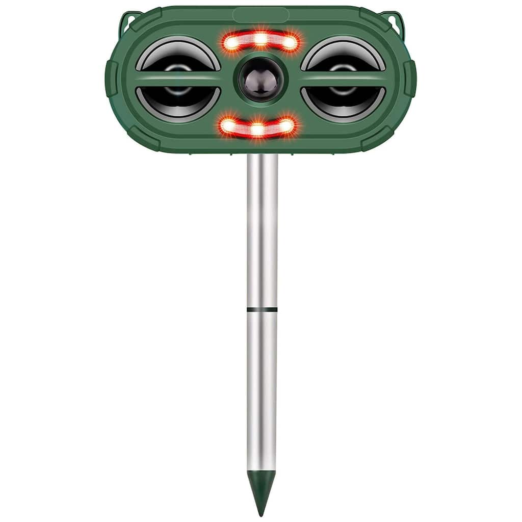 Solar-Powered Ultrasonic Animal Repeller with Motion Sensor & USB