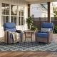 preview thumbnail 130 of 189, Pocassy Outdoor Wicker Sofa with Swivel Chair Fire Pit Table Furniture Set. Brown Wicker & Blue Cushion - 3 Pieces Swivel Chair Table with 6-In Cushion
