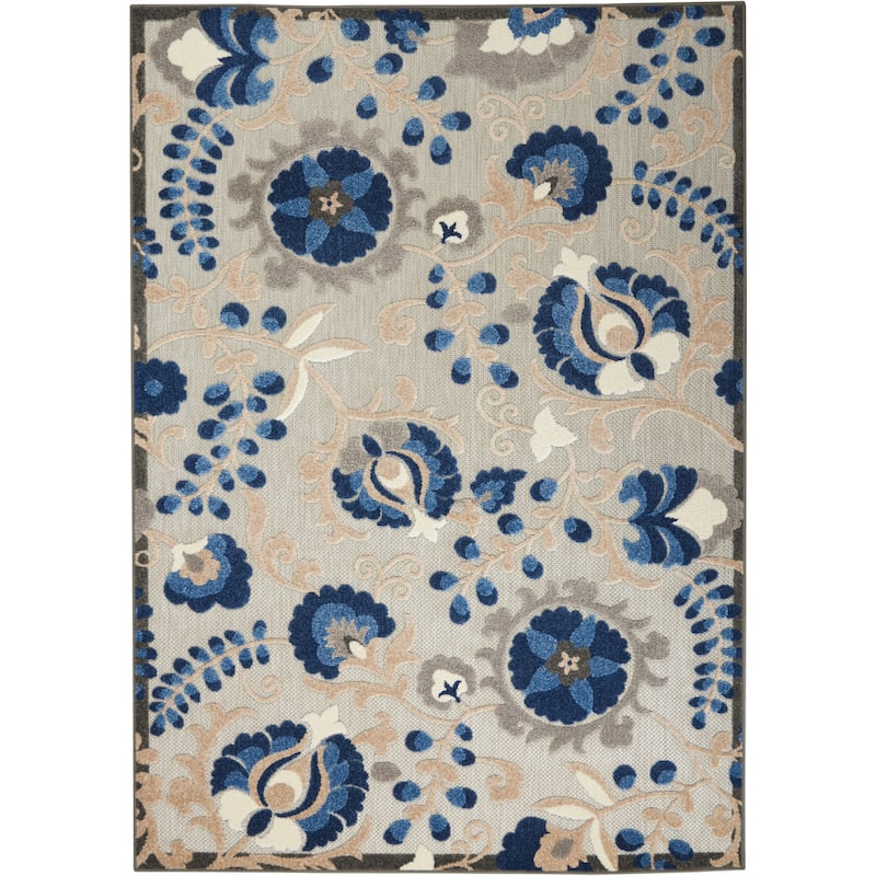 Nourison Alice Indoor/Outdoor Floral Area Rug - 3'6" x 5'6" - Natural/Blue
