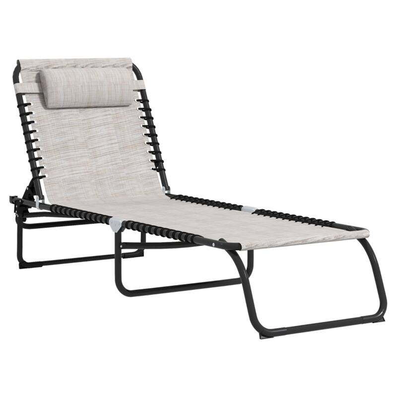 Adjustable Reclining Outdoor Lounge Chair Foldable Portable Camping Poolside Patio with Mesh Fabric and Steel Frame