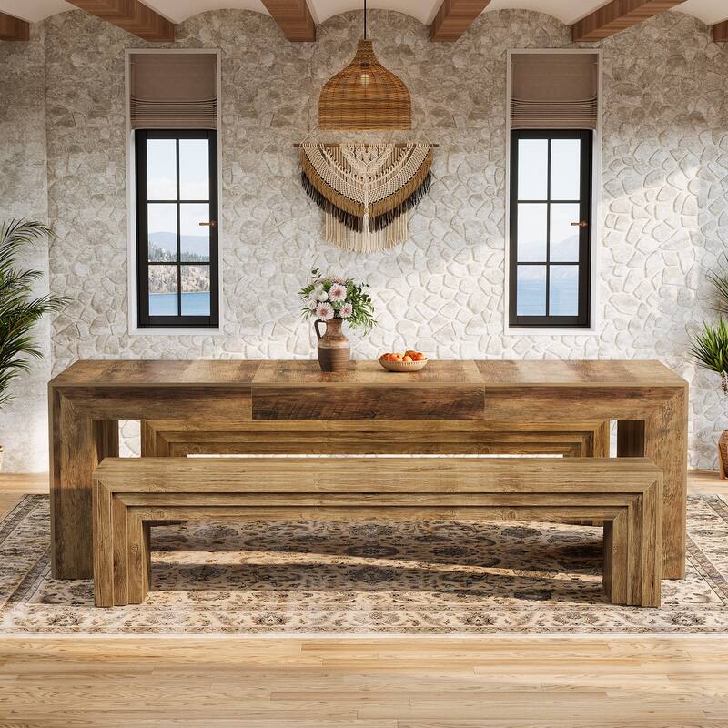 70.9-Inch Wooden Dining Bench, Extra Long Kitchen Bench Seating for Dining/Living Room, Entryway, Bedroom