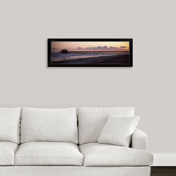 "Pier in an ocean, Newport Pier, Newport Beach, Orange County, California," Black Framed Print