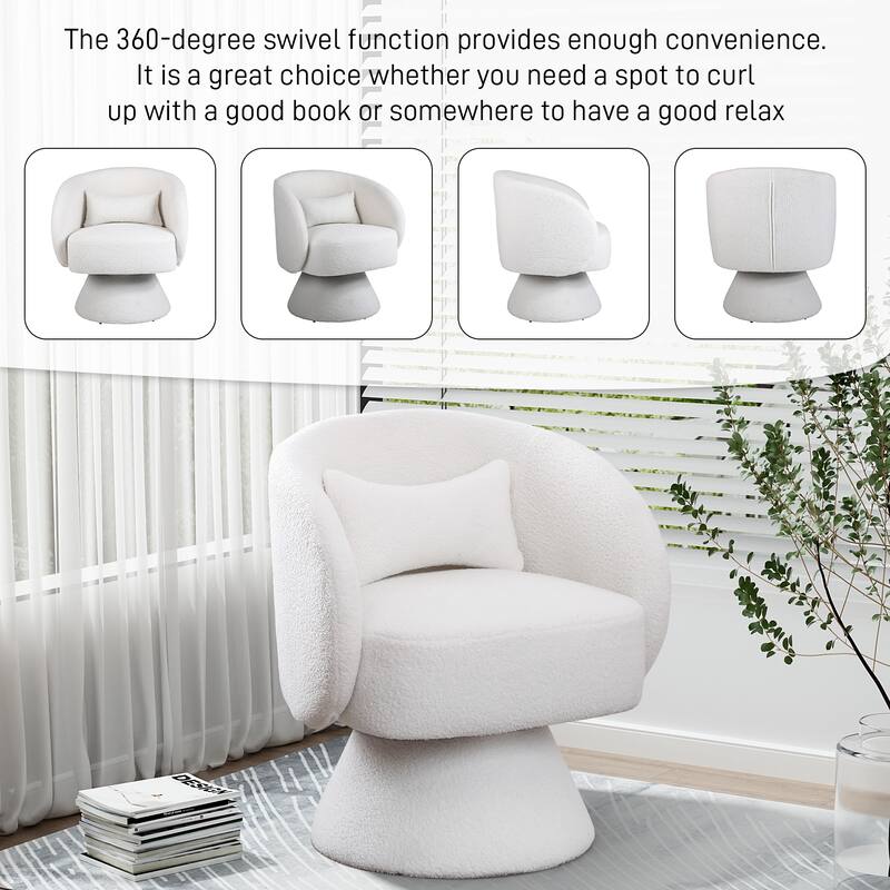 Ouyessir Teddy Sherpa Upholstered Swivel Cuddle Barrel Sofa Chairs