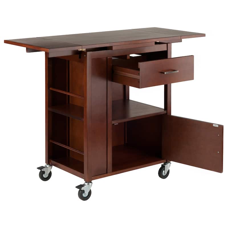 Gregory Extendable Top Kitchen Cart, Walnut - 27.56 x 18.35 x 33.46 inches