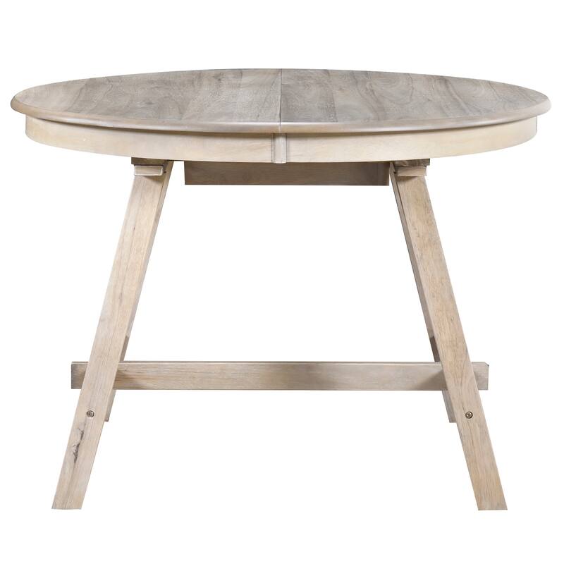 Wood Dining Table Round Extendable Dining Table - Natural Wood Wash