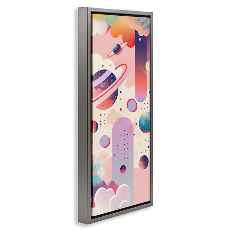 Stupell Surreal Geometric Planets Scene Framed Floater Canvas Wall Art Design By Wumples