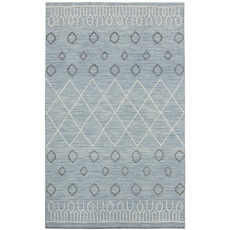 Bakari Lanmore Blue Hand-Hooked Wool Area Rug